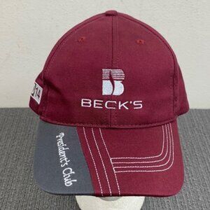 Becks Presidents Club 2014 Baseball Hat Mens OSFA Maroon Adjustable Strapback